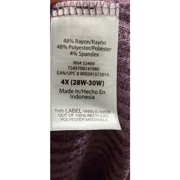 Terra & Sky Shirt Plus Size 4X 28 30 Top Tunic V Neck Long Sleeve Purple Soft - Picture 3 of 4